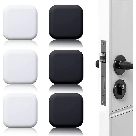 6 Pièces Butée de porte murale noire/blanche adhésive 45mm45mm Bloc porte Stop porte mural adhesif Butoir porte mural adhesif (1/5)