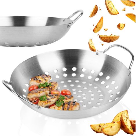 Grillkorb für Fleisch und Gemüse, perforierter Stahl, 28 cm (1/5)
