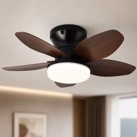 Ventilador de techo con luz LED, motor silencioso y reversible, 65 cm, aspas de ABS color nogal, mando a distancia 2.4G. (1/5)