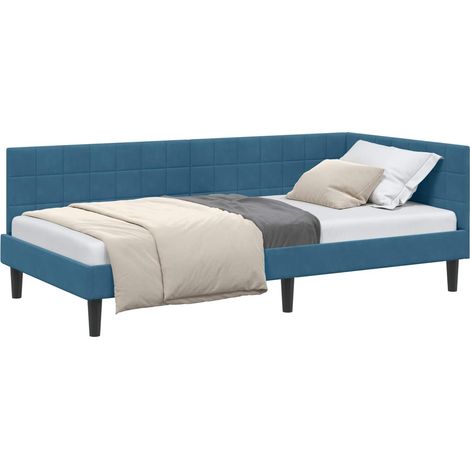 Maison Exclusive - Cornice del letto ad angolo Blu 90 cm x 200 cm Velluto