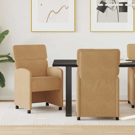 Esszimmerstühle mit Rollen 2 pcs Braun 58 x 65 x 98 cm Samt