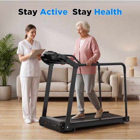 Tapis de course électrique avec inclinaison réglable 2 niveaux, jusqu'à 120 kg, noir HAVRYA (1/5)