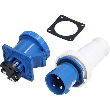 Industriestecker- und -buchsenset 220–250 V 63 A 2P+E IP67 wasserdichter Stecker, verdeckte Steckdose, 3-polig