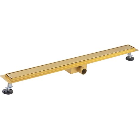 Canaleta de ducha italiana con rejilla color en color dorado, para enlosar NOYON & THIEBAULT 70x900 - Ø40