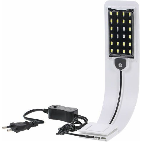 Lampe d'aquarium portable à LED 24 LED AC220V 10W, blanc/bleu, type 2, coque blanche, lumière blanche et bleue (1/4)