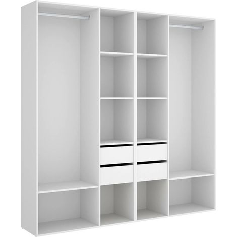Dmora - Guardaroba grande Brento, Mobile camera da letto, Cabina armadio portabiti, Armadio appendiabiti, 196x45 h205 cm, Bianco e Rovere