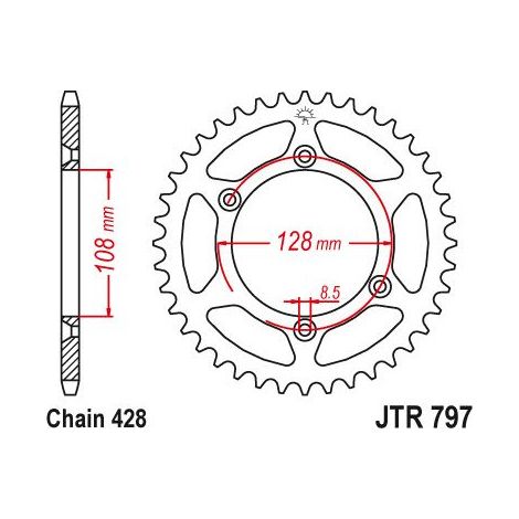 Couronne Acier TT Suzuki - 428 - 57 Dents - Similaire JTR797 - Made in Germany