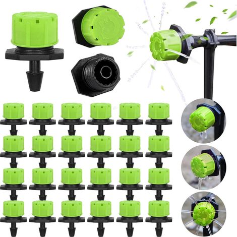 400 goteros de riego ajustables, sistema de riego por goteo automático de 1/4'', microaspersores para invernaderos y jardines (verde) (1/4)