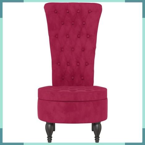 352467 Chaise à dossier haut rouge bordeaux conception de bouton (1/5)