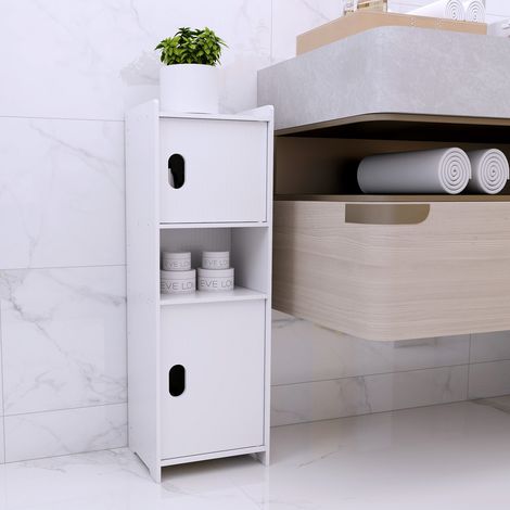 Meuble de rangement de salle de bain Toilette Armoir avec 2 portes 75 x 24 x 20 cm blanc (1/5)