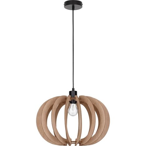 Merano Lakewood Plafonnier Sphérique Suspension Métal Blanc Bois Marron LED E27