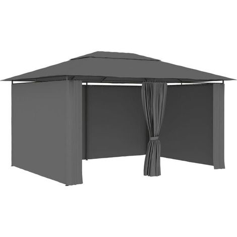 Gazebo de jardin avec rideaux, 4 x 3 mètres, gris anthracite (1/5)