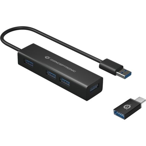 Conceptronic HUBBIES06B hub di interfaccia USB 3.2 Gen 1 (3.1 Gen 1) Type-A 5000 Mbit/s Nero (1/4)