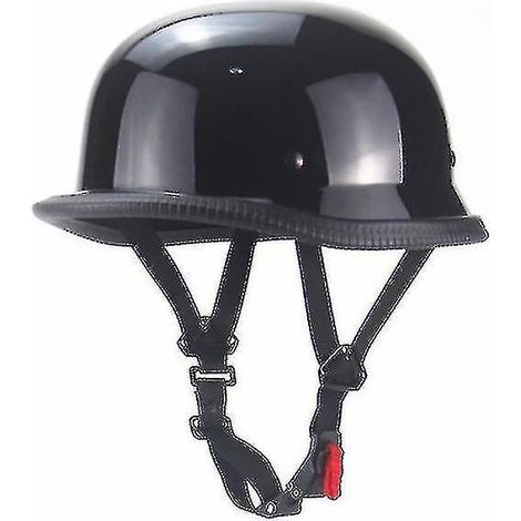 Casque de moto cruiser vintage demi-jet allemand - Taille L - Noir brillant (1/3)