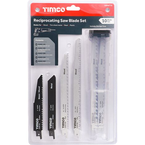 TIMCO Reciprocating Saw Blade Mixed Set Wood & Metal Cutting High Carbon Steel & Bi-Metal - Mixed