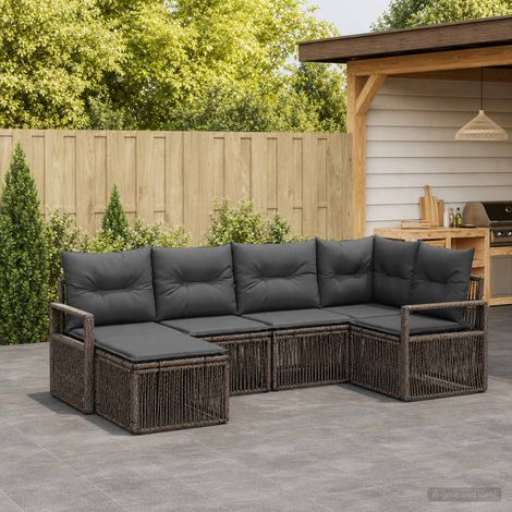 Set Divano da Giardino 6 pcs Grigio polyrattan vidaXL (1/5)