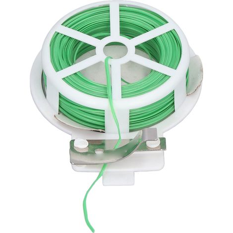 Attache plante en fil de fer gainé plastique, rouleau de 50 mètres avec distributeur et coupe-fil, pour jardin potager et abri de jardin. (1/5)