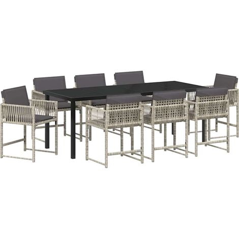 Maison Exclusive - Set da Pranzo per Giardino 9 pcs Grigio chiaro polyrattan