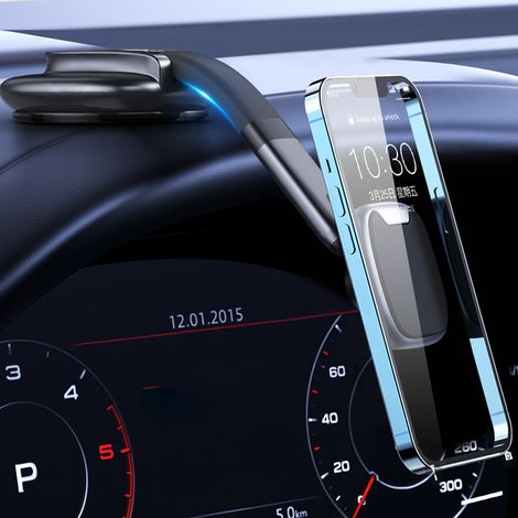 Multifunktionale Handyhalterung mit magnetischem Saugnapf, Kfz-Armaturenbretthalterung mit einziehbarem und klappbarem Arm, 6 starke Magnete für Smartphones (1/5)