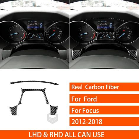 -28 Convient pour Ford Focus SE RS ST Ecoboost 2015-2018. Autocollants décoratifs en véritable fibre de carbone pour autoradio central, lecteur CD et panneau de porte. (1/4)