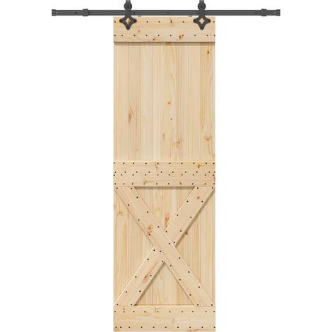 Puerta corredera con herrajes madera maciza de pino 70x210 cm vidaXL (1/5)
