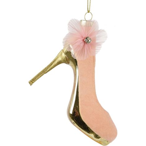 Pendente decolleté in vetro con fiore 9 x 4,2 x 12,3 cm rosa Peraga Christmas