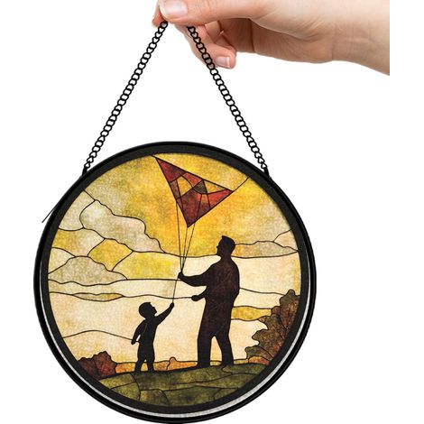 30 cmAttrape-soleil vitrail fleurs oiseaux abeille, décoration jardin suspendue, cadeau maman (1/5)
