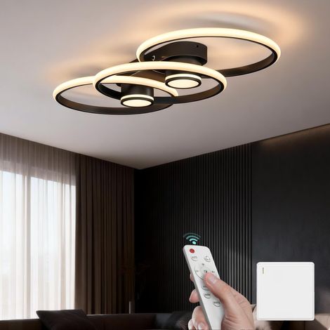 Mai & Mai Plafoniera LED Soffitto 70W 4189LM, Lampadario LED Soffitto 3000K - 6400K Illuminazione a Soffitto Moderna per Camera da Letto Sala Cucina Bagno Corridoio, Nero, Alivetta25037 (1/5)