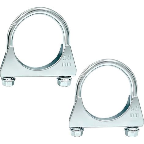 colliers échappement 52 mm et 50 mm, colliers de serrage en U, collier serrage à boulon, fixation pour tuyaux d’échappement automobiles et motos (1/4)
