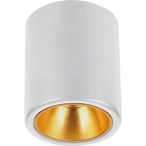 Lámpara de techo LED GU10 Redondo Cuerpo Blanco en Hierro y Metal Cromado Reflector Oro Rosa