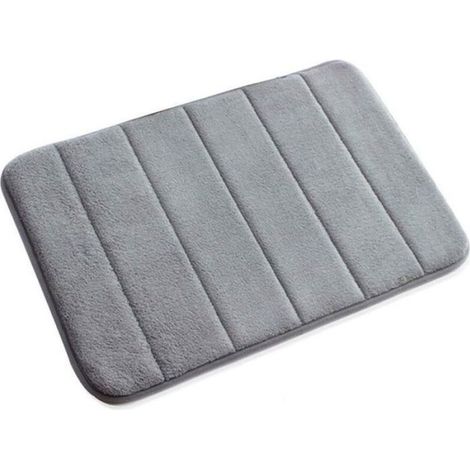 Tapis De Bain - Mousse A Memoire De Forme - Antiderapant Latex - 40 X 60 Cm - Gris (1/4)