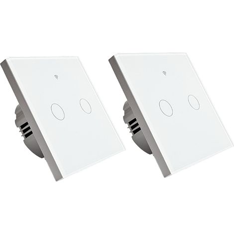 Lot 2 interrupteurs connecté tactile double SomLife application tuya smart life  Compatible avec Alexa/Google Home