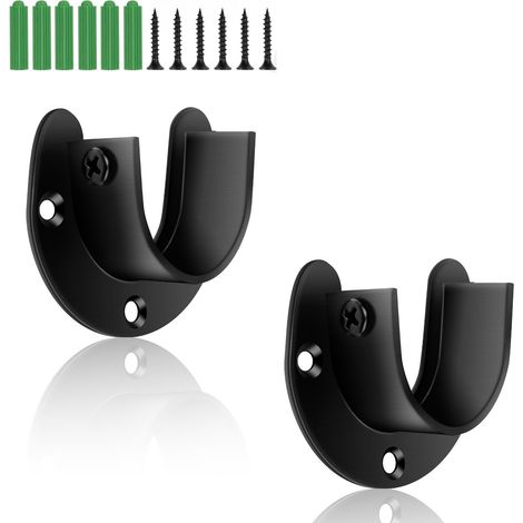 2 Pièces Support Tringle Rideaux 32 mm, avec Base en Forme de U (1/5)