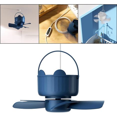 Ventilateur de Camping USB Plug avec Télécommande, Minuteur et 3 Vitesses pour Tente,Bleu-Branchement USB (1/5)
