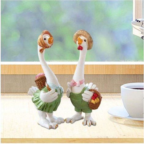 Statue de couple de canards en deux pièces, sculpture animale, décoration de jardin, décoration de cour, décoration de maison pour la Saint-Valentin (1/2)