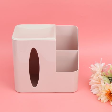 Boîte de rangement multi-compartiments pour télécommandes et mouchoirs en papier pour salon (rose) (1/5)