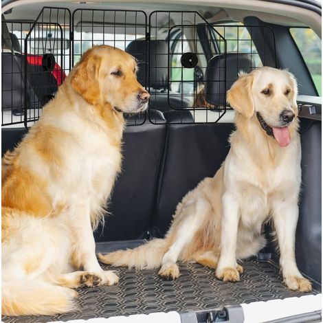 Autoschutzgitter für Hunde 93-150 x 42 cm, Stahl schwarz, faltbar für den Kofferraum – MEUBLIV (1/5)
