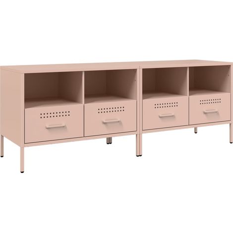 Mobile TV multimediale scaffale per televisione televisore buffet sala da pranzo soggiorno camera da letto 2 pezzi rosa 68 x 39 x 50,5 cm acciaio rosa 020028650