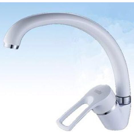 TrAdE Shop Traesio - Miscelatore Rubinetto Monocomando Lavabo Per Lavello Cucina Canna Alta Bianco -