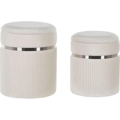 Set di 2 pouf in velluto bianco Camdenton (1/5)