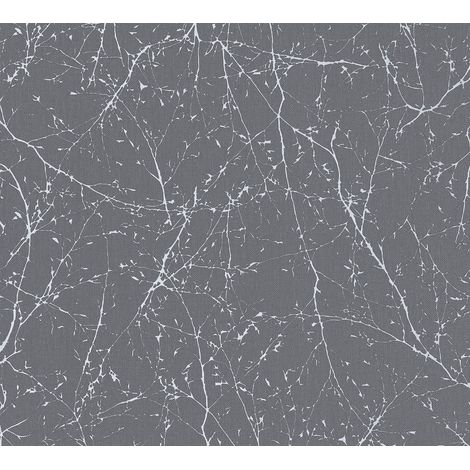 Nature wallpaper wall Profhome 305072 non-woven wallpaper slightly textured with nature-inspired pattern and metallic highlights grey silver 5.33 m2 (57 ft2)