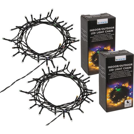 2x 40 LED Lichterkette Set Innen außen, weiß bunt umstellbar, 6-Stunden Timer, Batteriebetrieb (1/5)