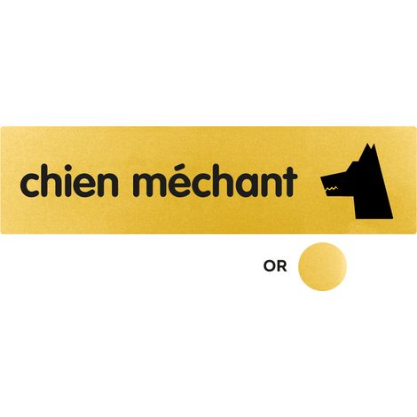 Plaque de porte Chien méchant - Classique or 170x45mm - 4490274