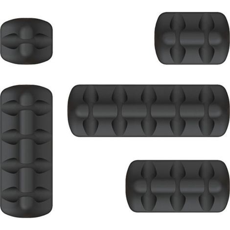 BUNTHAUS Noir Clips Câble Organisateur Bureau - Lot de 5 - Range Câbles Silicone Fixe Câble Adhésif Attache-Câble Rangement Cordon de Bureau pour Câbles de Chargeur/Souris/Écouteur/Téléphone (1/5)