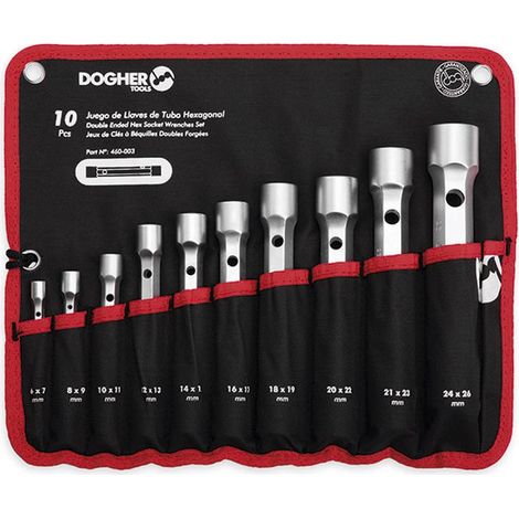 Bolsa de nylon con 10 llaves de tubo hexagonal  DOGHER 460-003