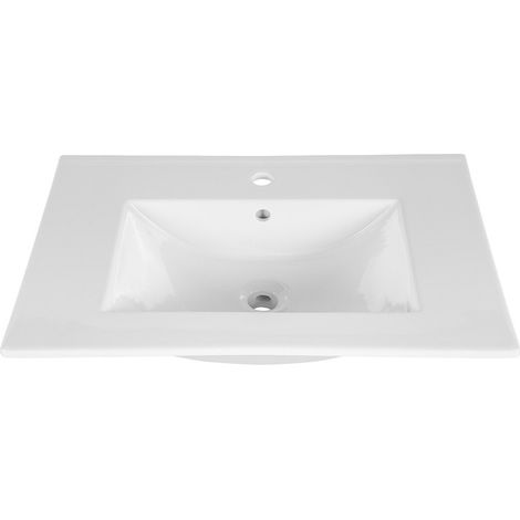 Einbauwaschbecken AXIS 80 cm Keramik in glänzendem Weiß im zeitgenössischen Design