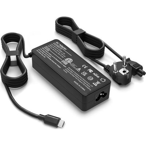 Chargeur Lenovo 65W, USB C Ordinateur Portable pour Lenovo ThinkPad T470 T480 T580 T490 T590 E480 E580 E490 E590 Chromebook-Ywey
