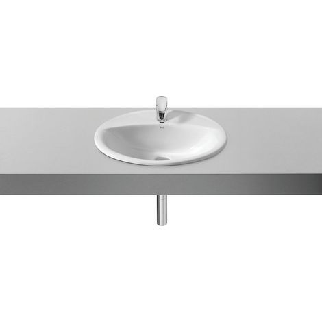 Roca – Vasque à encastrer Aloa 56x47.5 cm – Porcelaine blanche – Forme ovale avec trop-plein – Design épuré pour salle de bain (1/5)