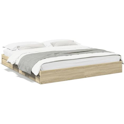 vidaXL Cadre de lit avec tiroirs sans matelas chêne sonoma 180x200 cm (1/6)