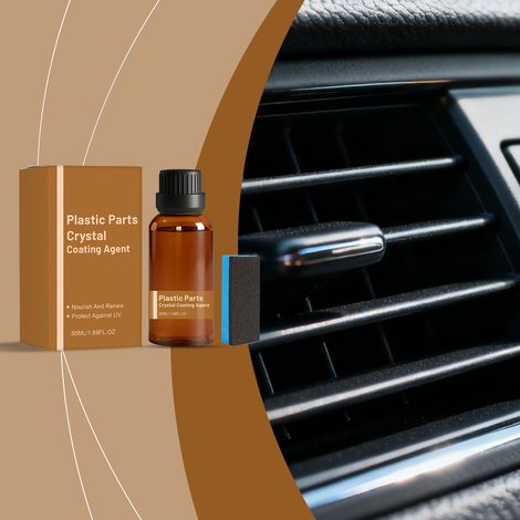 Autopflegeprodukt für Kunststoffteile im Innenraum: Reinigung, Fleckenentfernung, Glanzwiederherstellung, Abwischen, Schutz von Kunststoffoberflächen – 50 ml × 1, Schwamm × 1 -- BIEMMEDUE (1/5)
